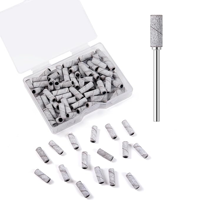 100pcs Small Nail Sanding Bands,3.1mm Mini Nail Sanding Mandrel Bits 240 Grit Extreme Fine Nail Drill Bits Nail File for Acrylic Nails Gel Manicure Pedicure Nail Prep Salon Supplies,Zebra