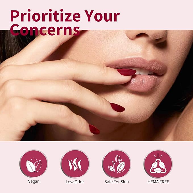 CANNI Red Gel Nail Polish, 1Pcs Dark Red Gel Polish Color Nail Polish High Gloss Soak Off U V Gel Nail Manicure Salon DIY
