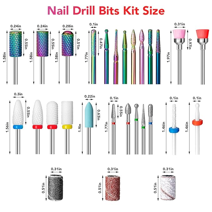 Onism 25Pcs Nail Drill Bits Set with 75Pcs Sanding Bands (80#/120#/180#), High-Precision Tungsten Carbide & Ceramic Efile Bits for Acrylic Gel Removal, Cuticle Care Kit with Organizer Box,Pink