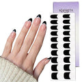 Semi Cured Gel Nail Strips – Real Gel Nail Polish Wraps for Brittle Nails | Long Lasting Easy Peel-Off Removal | Hema-Free | 20-Piece French Tip Black Clear Base Salon Kit with File & Stick