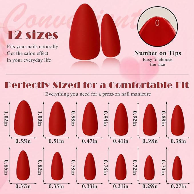 AddFavor Press on Nails Medium Almond Fake Nails, 576pcs 24 Colors Almond Press on Nails Full Cover Acrylic Nail Press ons, Matte False Nail Tips for Women Glue on Nail