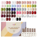 GAOY 42 Pcs Gel Nail Polish Kit, Brown Glitter Burgundy Red Colors All Seasons Gel Nail Polish Set with Glossy & Matte Top Coat and Base Coat for Salon and DIY Manicure at Home