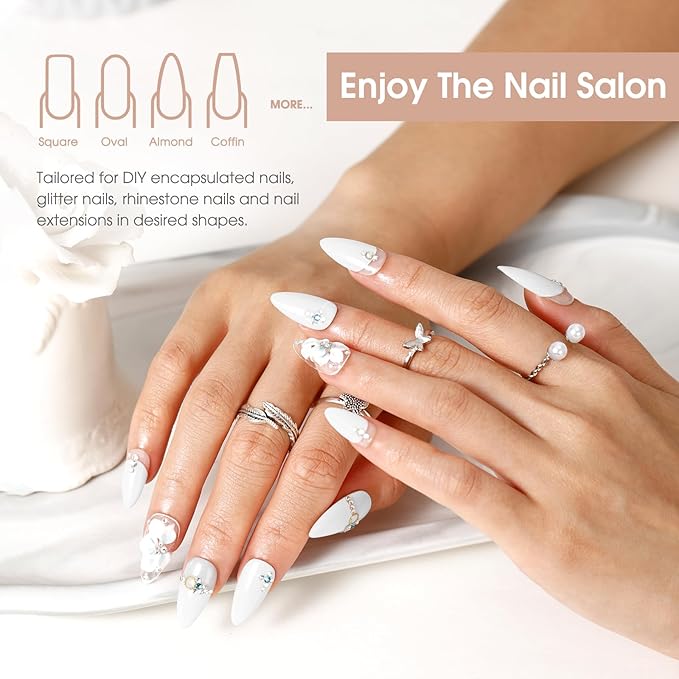 ROSALIND White Poly Extension Gel, 2.7 oz White Poly Nail Gel for Nail Art Decoration, Builder Whites Gel Nail Thickening Extension Easy to DIY Use Need UV Lamp