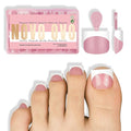 NOVO OVO Extra Short Toe Nail Tips White French Tip BERRY PINK Sharp Square Press On, Soft Gel False Fake Toenail Extension Kit, Need Apply Top Coat Buider Gel Nail Glue, Salon DIY x 16 Sizes 224 Pcs