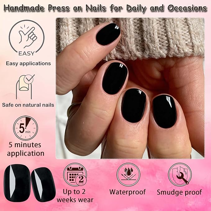 LoveOurHome 576pc Round Square Press on Nails Short Fake Nails, XS Short Press on Nails Squoval Acrylic Nails Tips Full Cover, Gel Artificial Fingernail False Presson 24 Colors for Kids Girls Women