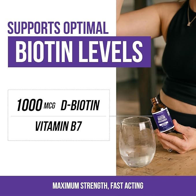 Triquetra Health Biotin Hair Support for Women – Organic 10000mcg USP Grade – Premium Liquid Supplement for High Absorption – Supports Healthy Hair, Skin & Nails – Berry Flavor – 180 Servings – 2 oz