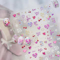 5D Embossed Valentines Day Nail Stickers Self-Adhesive Letter Nail Art Stickers Gold Purple Pink Retro Alphabet Cherry Love Designs Cute Nails Art Supplies Heart Nail Decals for Women Manicure DIY