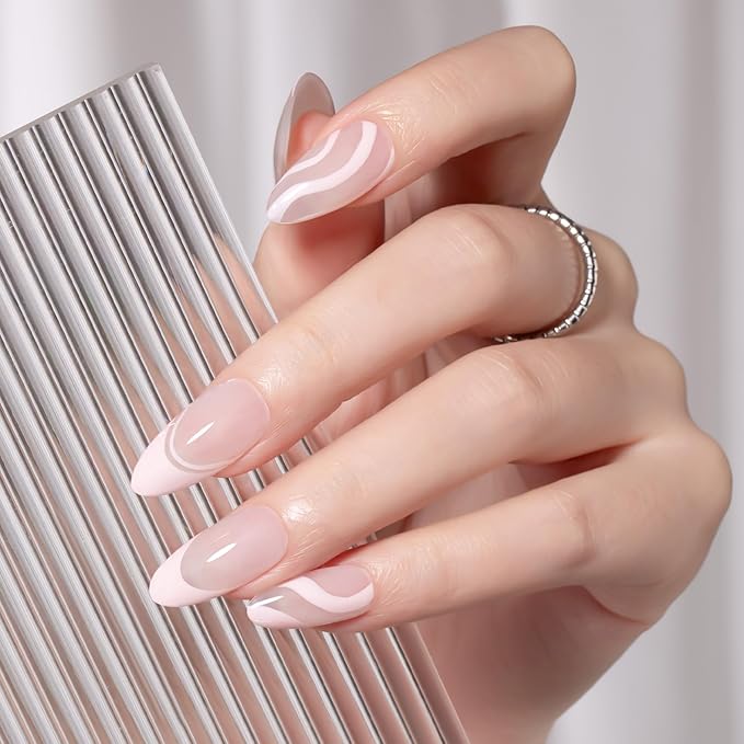 MAYCHAO Creamy Pink Swirl Gel Liner Nail Art Polish, 8ml Spring Summer Pastel Pink Gel Color Built-in Thin Brush, UV Light Cure for French Nail Tips DIY Manicure at Home Salon