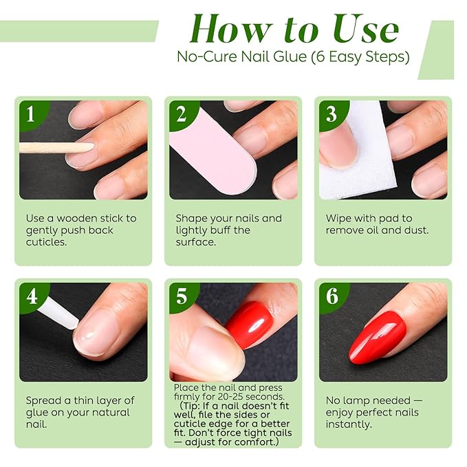 Luxbon Short Rounded Durable Press On Nails with No-Cure Nail Glue and Tool Kit – Cat Eye Soft Gel Tips 25-30pcs Full Size Set, Reusable Fake Nails for Women, Stick On Nails, White