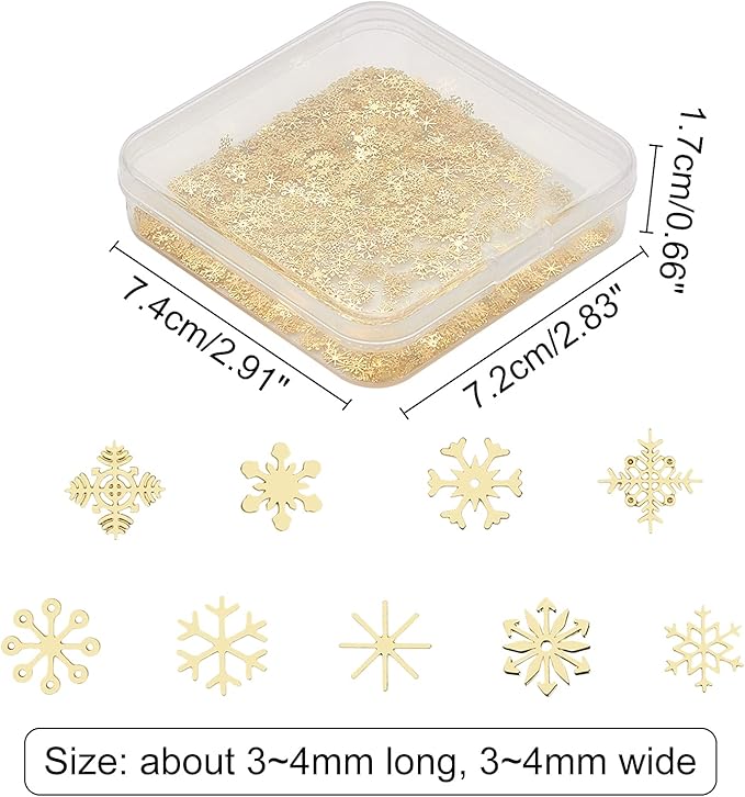 OLYCRAFT 990Pcs Sequins Shining Glitter DIY Snowflake Star Flower Nail Decorations Accessory Kit for Resin Casting and Nail Art