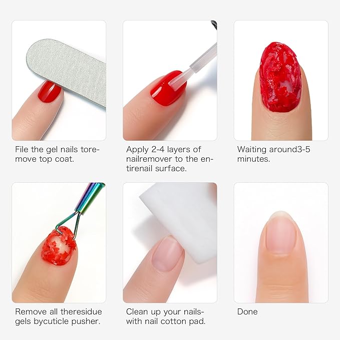 Gel Nail Polish Remover 2x15ml - No Foil No Soak, Acetone-Free, 3-5 Min Express Removal for Home DIY, Safe for Natural Nails