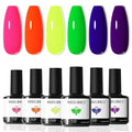modelones Neon Gel Nail Polish Set -6 Colors Summer LGBT Hot Pink Blue Purple Green Yellow Gel Polish Set Soak Off Nail Kit Manicure DIY Nail Art Salon Home Gift