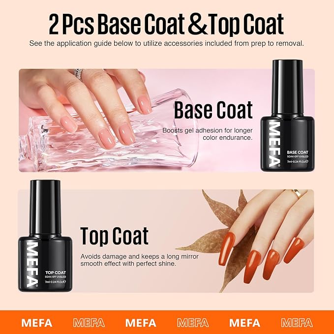 MEFA 19 Pcs Gel Nail Polish Kit with U V Light, 12 Colors Fall Gel Nail Polish Set Burgundy Red Champagne Gold Purple Glitter Soak Off Manicure Tools Halloween Beginners Salon Art DIY for Women