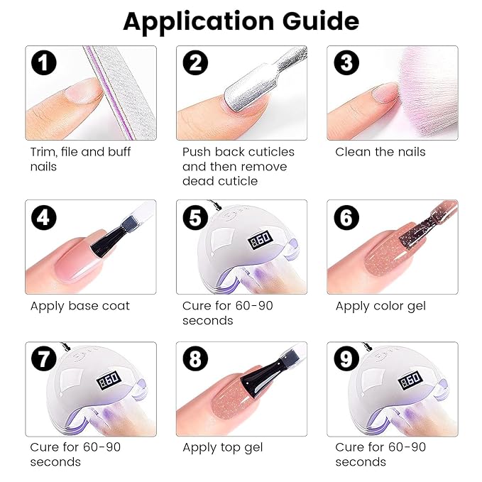 RARJSM Glitter Rubber Base Gel Nail Polish Nude Peach Pink Rubber Base Rainbow Iridescent Shimmer Brush on Quick Extend Builder Hard Gel Soak Off Curing Requires 15ml Salon Home French Manicure