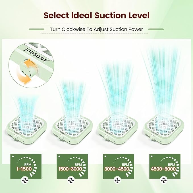 JODSONE 6000RPM Mini Nail Dust Collector Low Noise Powerful Suction Portable Nail Salon with 30 Filters