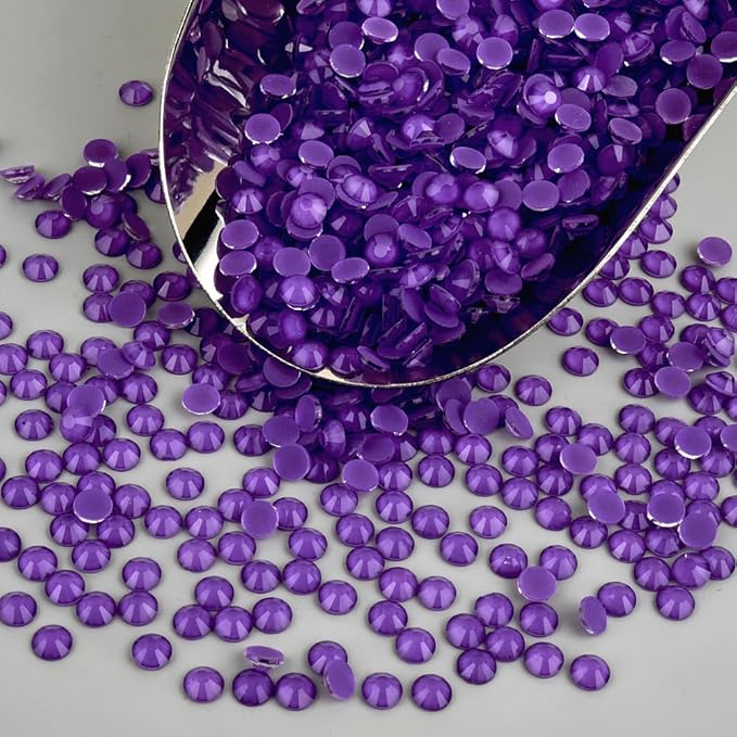Blinginbox Flatback Rhinestones Round Gems, 1440pcs Luminous Series Glass Stones Neon Gems Non Hotfix Crystal Rhinestones for Nail Charms Crafts Clothes Tumblers,Deep Lilac Neon,SS16.