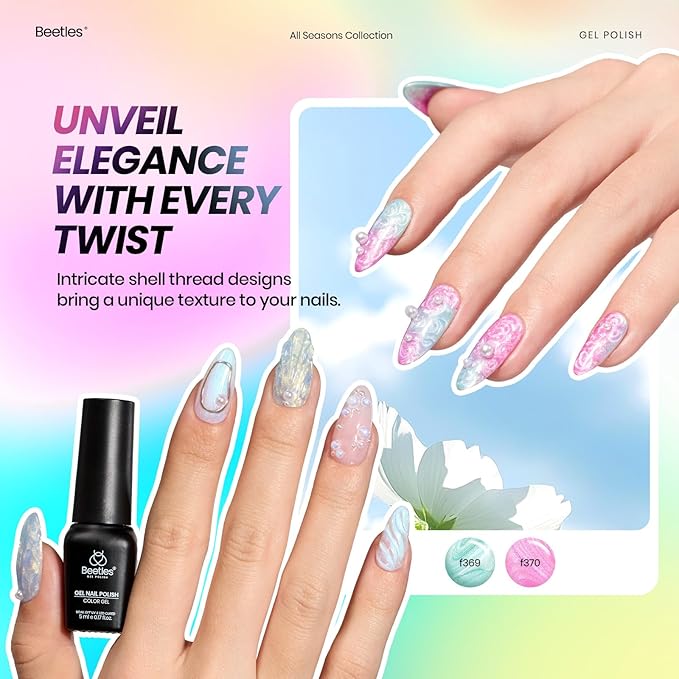 Beetles Spring Gel Nail Polish Set - 53 Pcs 48 Colors Cat Eye Gel Nail Polish Pink Jelly Nude Red Green Blue Glitter Shell Shread Salon DIY Home UV LED Easter Gifts for Women Vivid Moments