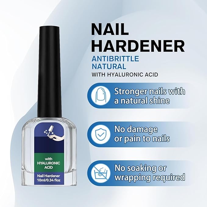 Gentle & Effective Natural Nail Repair Solution - Repairs CrackedCuticles, Hyaluronic acid Anti-fracture natural luster, nail hardener Calcium, Fast Absorbing