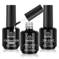 Beetles Top Coat Base Gel & Nail Glue Set-3Pcs No Wipe Top Coat Gel Nail Polish & Base Coat with 9 In 1 Nail Glue Shine Effect Long Lasting Soak Off Uv Light Lamp Diy Nail Gifts for Women & Girls