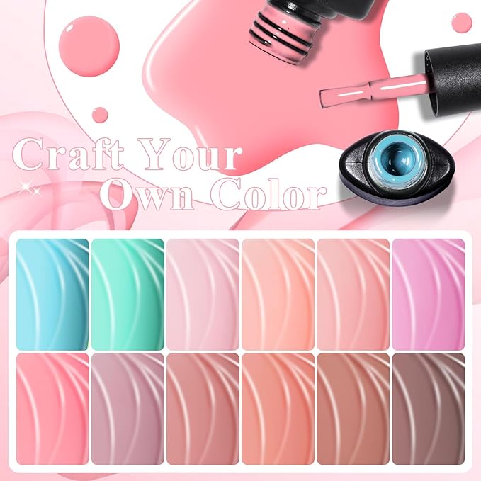 MEET ACROSS 18Pcs Nude Pink Builder Gel Base Coat for Nails, Purple Brown Rubber Base Gel Polish 2 IN 1 Rubber Base Gel for Nails Nail Design Gifts