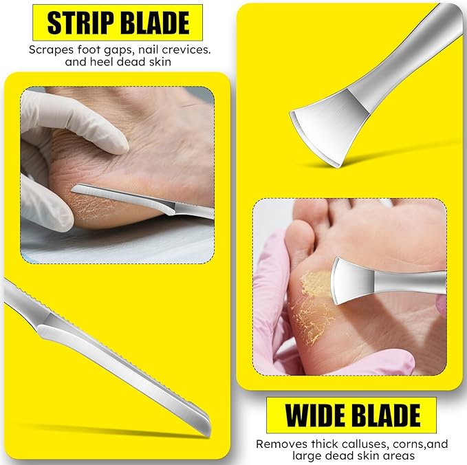 Pedicure Knife Set, 4PCS Professional Pedicure Tools for Feet, Ingrown Toenail Removal Blades Kit, Stainless Steel Corn Removers, Foot Scraper, Callus Shaver Foot Blades, Dead Skin Removal