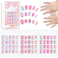 Laza Children Nails Press On Pre-glue Full Cover Colorful Stars Rainbow Clouds Cute Short False Nail Kits for Kids Teenager Girls-Rainbow Unicorn