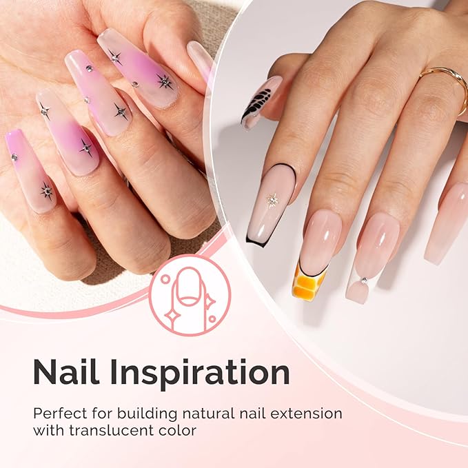 MelodySusie 2PCS 15ML 018 Nude Builder Nail Base Gel for Nails Thickening,Soak Off UV Extension Gel,Rhinestone Glue in a Bottle for Nail Art Design Gift for Women DIY Manicure at Home