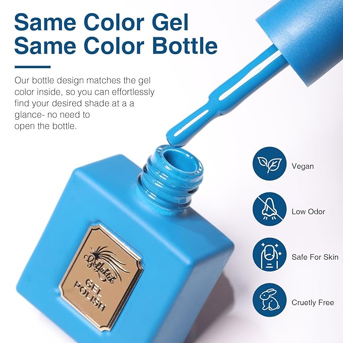Gel Polish Set of 6 Colors 12ml with Red Blue Green, Gel Polish Kit for Salon DIY at Home, Soak Off LED UV Gel Nail Polish, Gifts for Women Girls