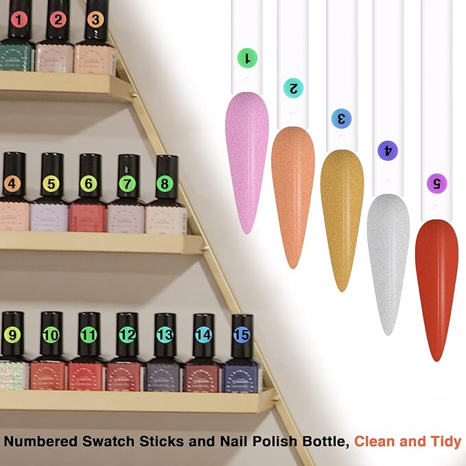 100 ps Nail Swatch Sticks with Number Stickers, Nail Color Display Stiletto Tips, Fan-shaped Nail Polish Practice Sticks, Nail Art Display Sample Color Wheels (Transparent)