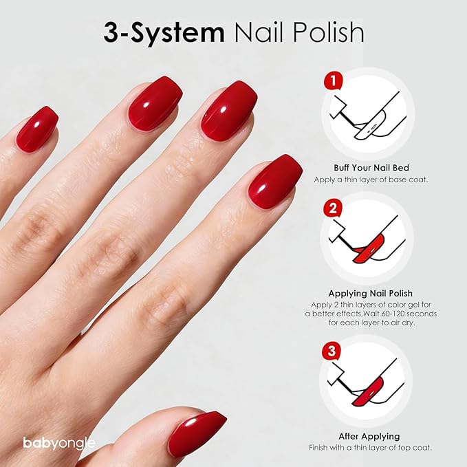 Red Nail Polish, 14 ML Quick Dry Vibrant Red Nail Polish for Nail Art DIY Manicure at Home, Chip Resistant Nail Lacquer for Nail Art Varnish, Long Lasting, BOG105