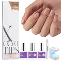 BTArtboxnails XCOATTIPS French Tip Press on Nails - Skin Tones Short Press On Nails Square, Soft Gel Nail Tips with Nail Gel, French Protecting Duo, Nail Lamp, All in One Fake Nail Extension Kit