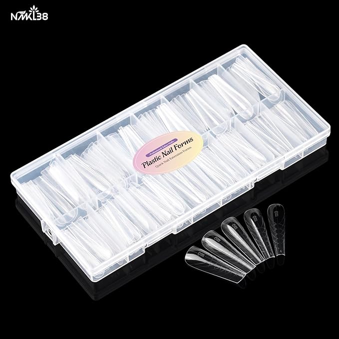 NMKL38 150PCS 15 Size Poly Extension Gel Dual Nail Form Coffin Nails Clear Ballerina Nail Tips Full Cover