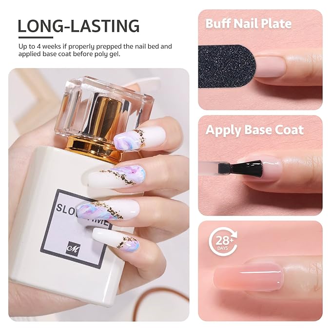 GAOY Poly Gel, 60g Nail Extension Gel, White Builder Gel Nail Enhancement Gel for Beginner & Professional Nail Art Salon DIY at Home