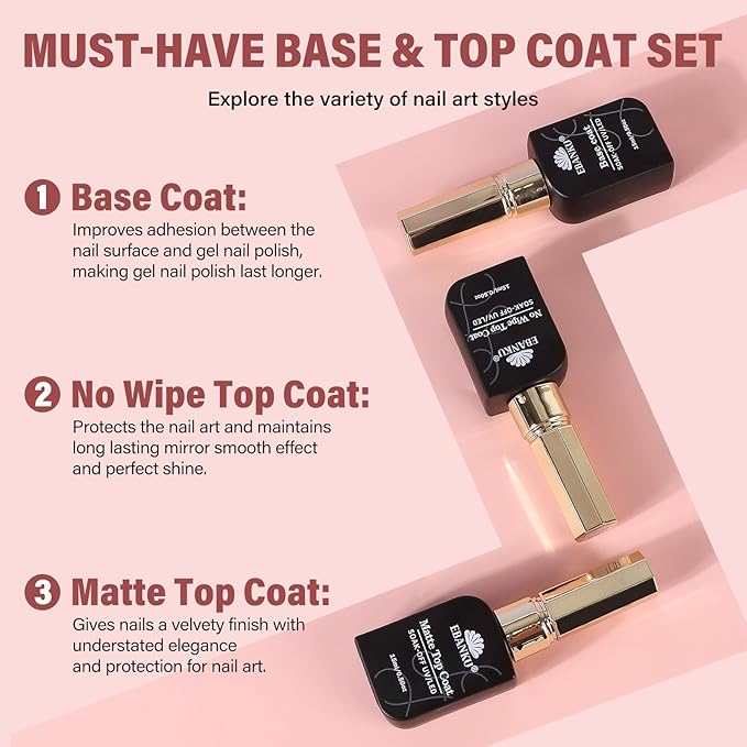 EBANKU 36Colors 0.5Oz Gel Nail Polish Set Same Color Same Bottle Soak Off Gel Polish Kit with 3PCS Functional Glue Nail Art Manicure Salon DIY at Home for Women