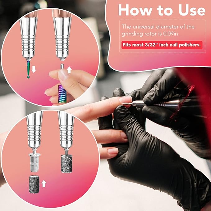 Onism 25Pcs Nail Drill Bits Set with 75Pcs Sanding Bands (80#/120#/180#), High-Precision Tungsten Carbide & Ceramic Efile Bits for Acrylic Gel Removal, Cuticle Care Kit with Organizer Box,Pink