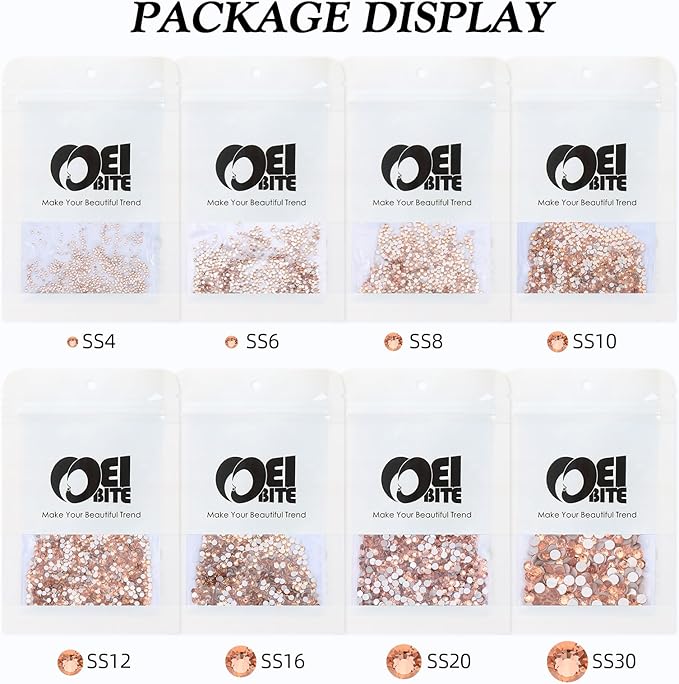 Champagne Flatback Rhinestones, Glass Rhinestones for Nail Art and Craft, Glue Fix, Loose Crystal Gemstones(Champagne, SS10, 1440pcs, 2.7-2.8mm)