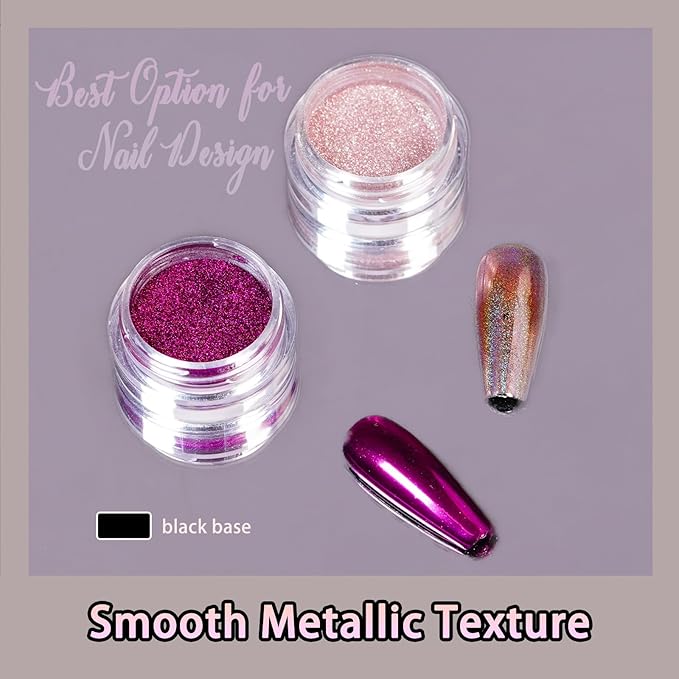 6 Colors Set 0.5g/Jar Chrome Nail Powder Holographic Metallic Mirror Effect Pigment Dust for Gel Nail Art Manicure Decoration