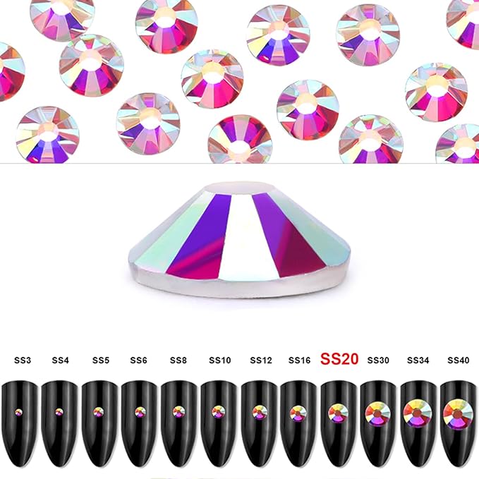 Dowarm 720-Piece SS20 Flatback Crystal AB Rhinestones, 4.8MM for Craft Nails Dance Costumes, Non Hotfix