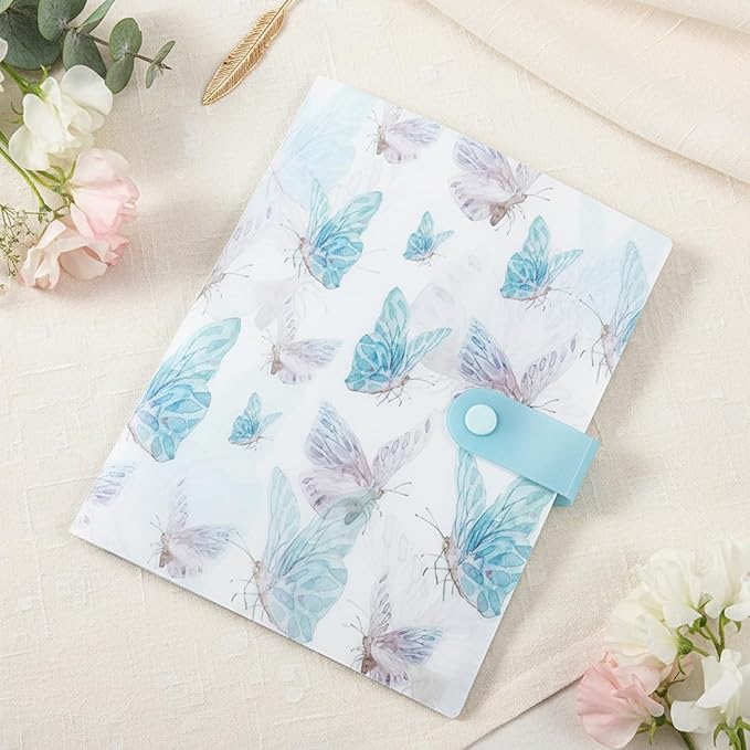 144 Slots Nail Art Artistic Stickers Storage Book Transparent Decals Organizer Tools DIY Design Manicure Decoration Empty Photo Display Showing Collecting Album Holder(Blue Butterfly)