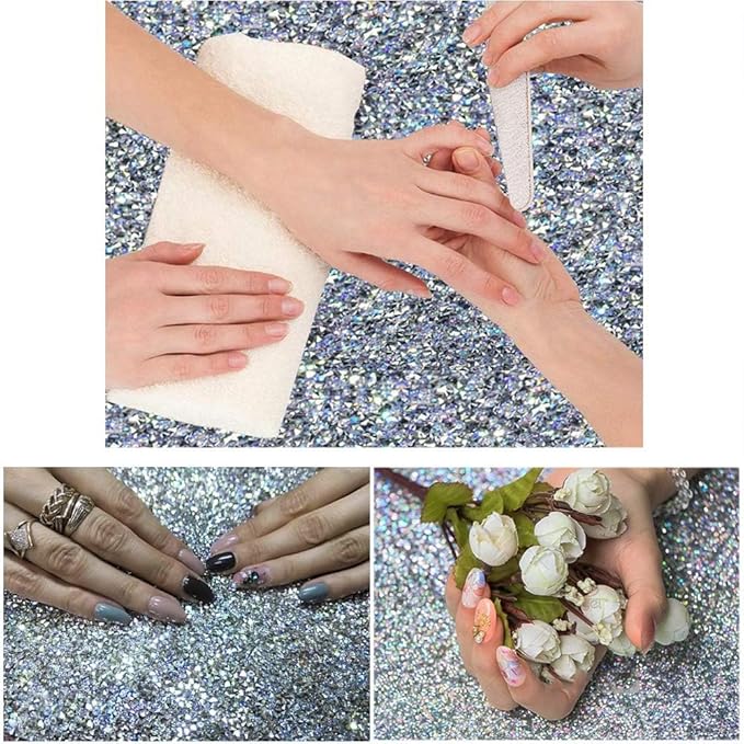 EBANKU Shiny Nail Table Mat, Nail Art Hand Rest Pad for Nail Art Cushion Pillow, Washable Portable Manicure Tool Salon Practice Hand Holder（Silver）