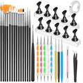 Nail Art Tools Set, Nail Stand for Press on Holder for Painting Nails, Nail Art Brushes, Liner Brushes, Nail Dotting Tool, Must Haves Design Tools Supplies Kit for Nail Tech & Beginners (Black)