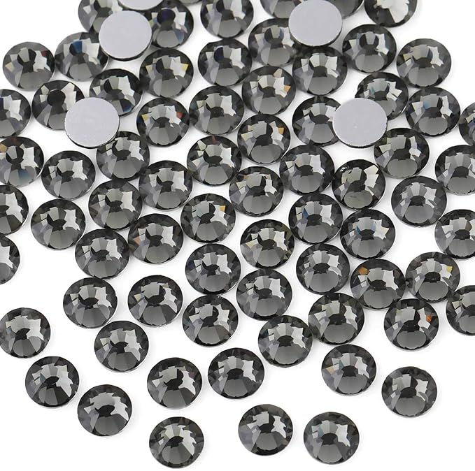 Beadsland 2880pcs Flat Back Crystal Rhinestones Round Gems for Nail Art and Craft Glue Fix,Black Diamond,SS20,4.6-4.8mm