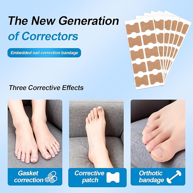 Ingrown Toenail Corrector Set with Correction Strips, Professional Ingrown Toenail Removal Kit, Painless File and Lifter Pedicure Tool Curved Toenails Corrector Patch for men and women