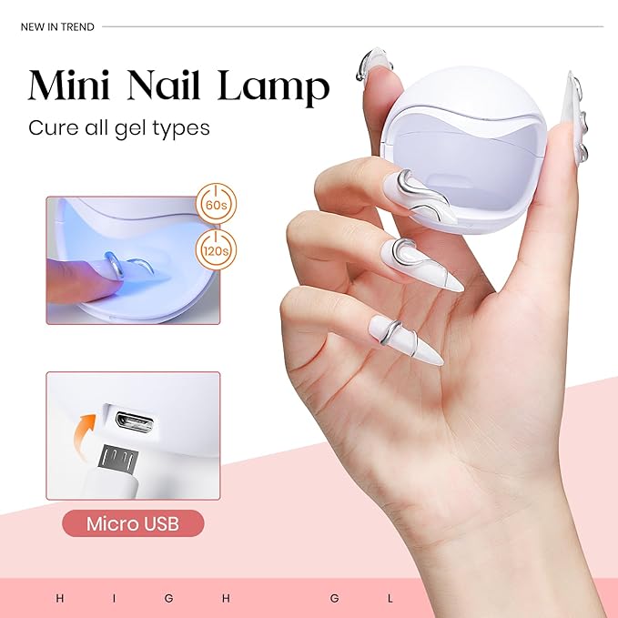 MIZHSE Solid Builder Gel for Nails and 5D Nail Gel Kit, Clear Sculpting Carving Building Modeling 3D Nail with Portable Nail Lamp Soak Off U V LED Nail Art Manicure Home