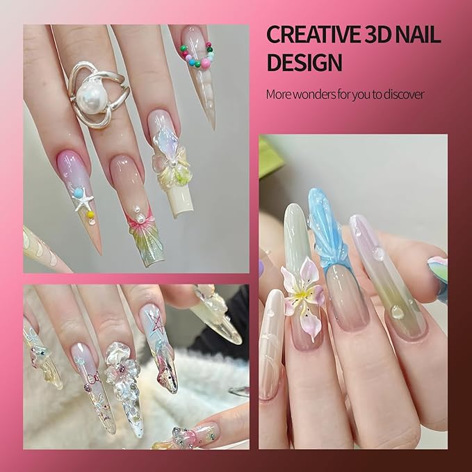 3D Gel Nail Art Kit-Solid Builder Gel for Nails 3D Sculpting Carving Building Modeling Hard Extension for Beginner DIY Salon at Home Cured Needed