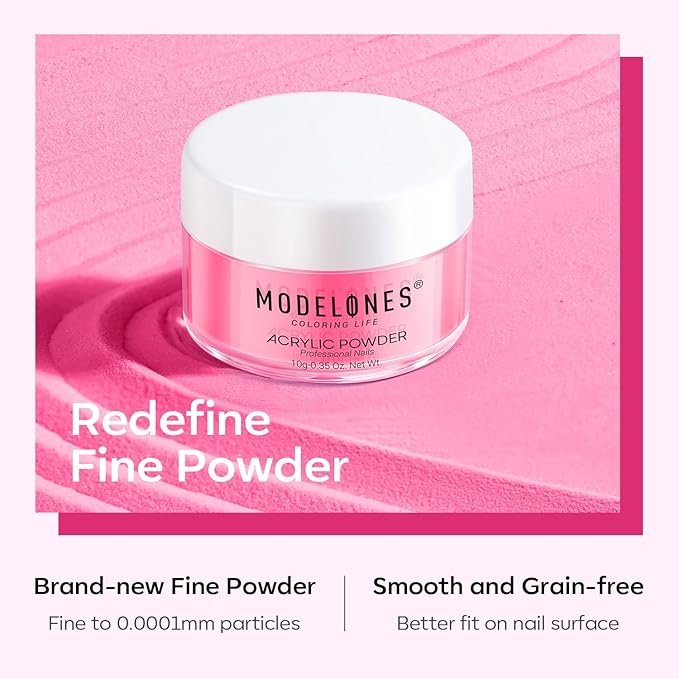 Modelones Pink Acrylic Powder 6 Colors Acrylic Nail Powder Kit Neon Glitter Summer Acrylic Nail Powder Valentines Day Gifts Acrylic Cover Powder for Nail Art Extension No Nail Lamp Needed