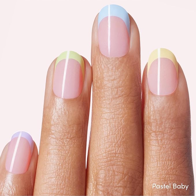 Dashing Diva Glaze Nail Strip Duo - French For Everyone Collection - Pearly Whites & Pastel Baby - Long Lasting, Chip Resistant, Semi-Cured Gel Nail Strips - Contains 2 Colors