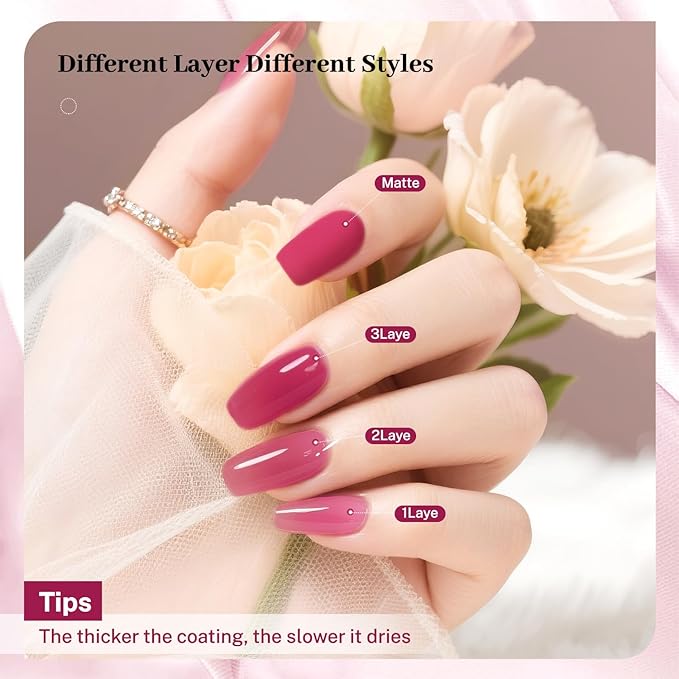 16.5ml Jelly Sheer Rose Red Nail Polish Large Volume Quick Dry Nail Polish, Long Lasting Shine, Fingernail Toenail Nail Art DIY Home Travel Nail Art Gift