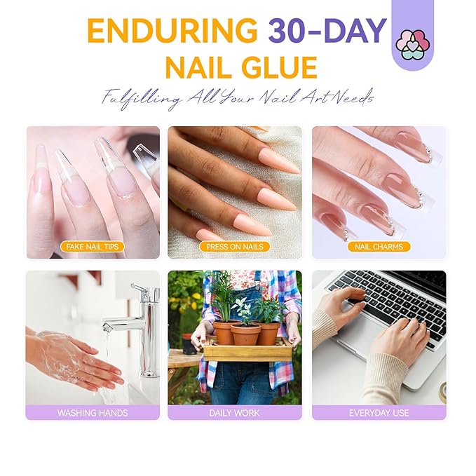 SAVILAND 10g Semi Solid Nail Glue Gel with 10ml Quick Remover for Press On Nails Tips No U V Lamp Needed 30-Day Long-Lasting Fast Removal No Curing Home Professional Nail Art Tools SSProTip X