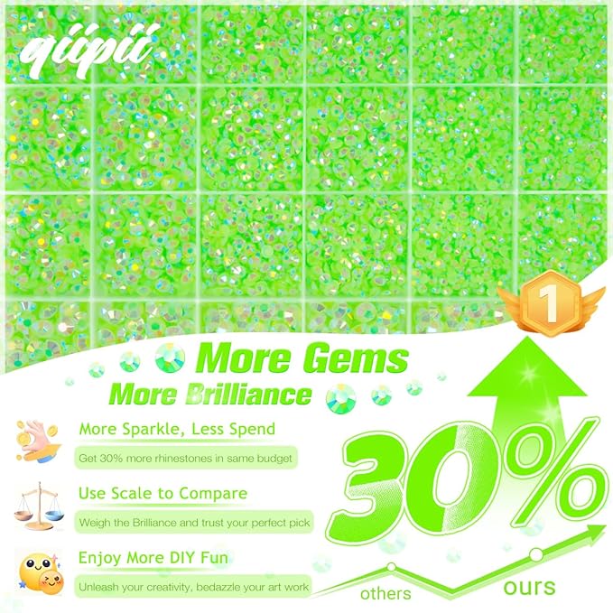 Peridot AB Resin Rhinestones w B7000 Jewelry Glue for Bedazzling Crafting 2mm-6mm Neon Green Flatback Jelly Stones Diamonds Gems Bedazzler Kit for Nails Face Eyes Makeup Tumblers Bottles Crafts